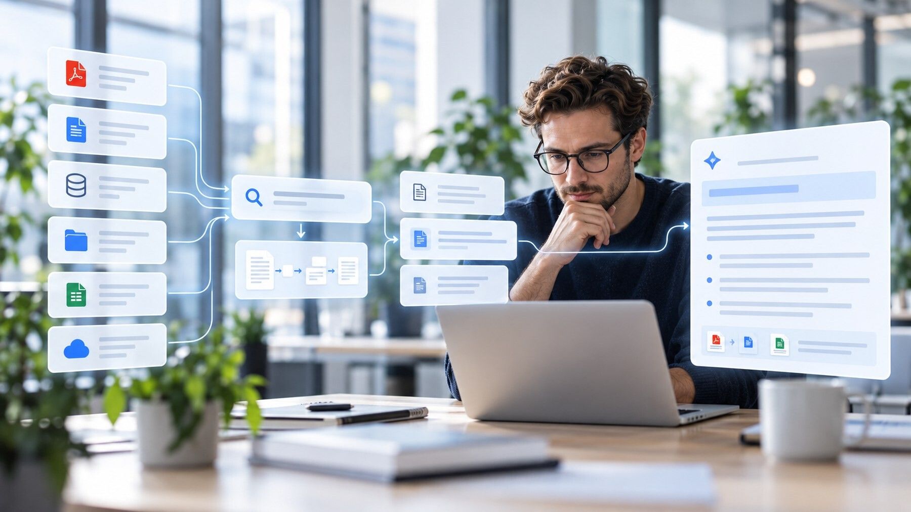 Visualisierte Daten- und Wissensstruktur an einem technischen Arbeitsplatz