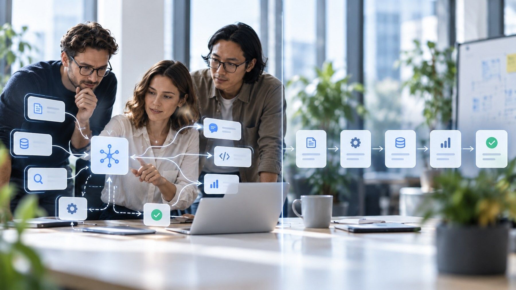 Gegenüberstellung eines flexiblen Agenten und eines linearen Workflows